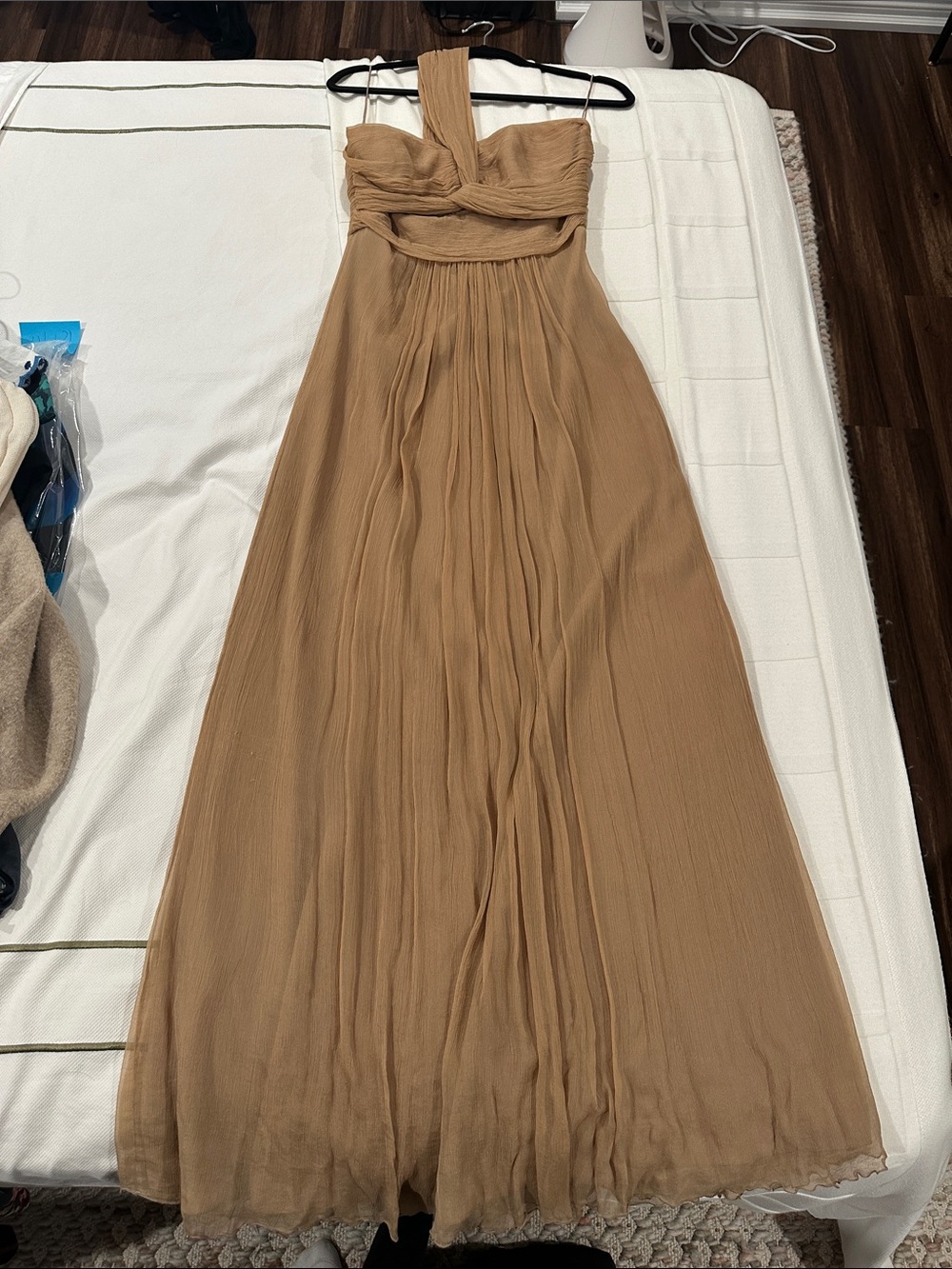 Carlos Miele One-Shoulder Maxi Dress in Camel Tan